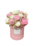 Candle Flower Box Różowy Beżowa gipsówka