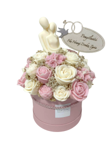 Candle Flower Box Róż XL Para Zakochanych 