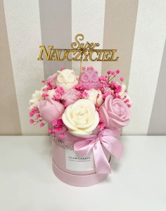 Candle Flower Box Różowy Sowy