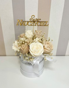 Candle Flower Box Beżowy Sowy 