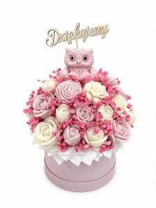 Flower Box z woskowych kwiatów XXL Sowa