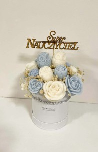 Candle Flower Box Niebieskie Sowy 